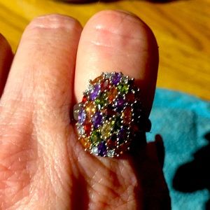 Size 9 Multicolor Ring set in sterling silver